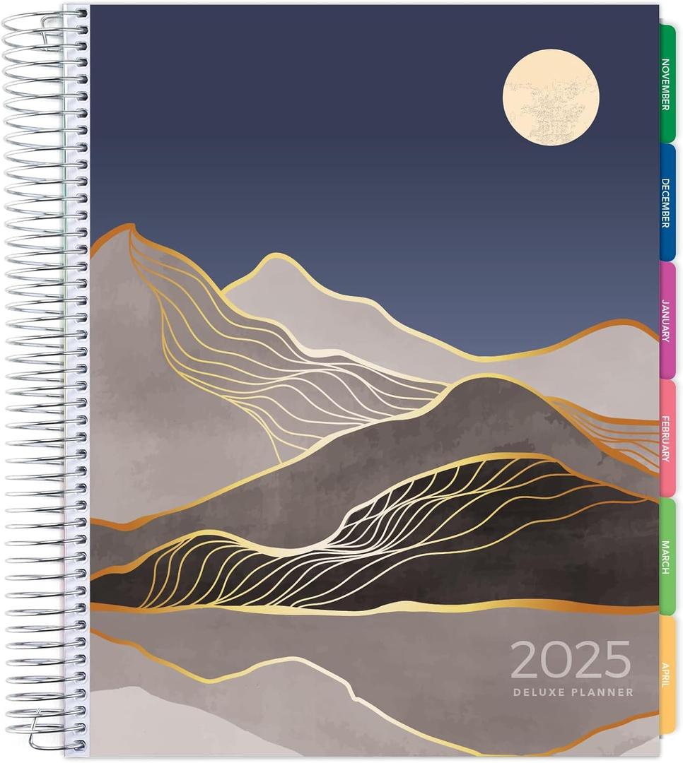 Deluxe 2025 Planner, 8.5"x11": 14 Months (November 2024 - December 2025), Includes Page Tabs, Bookmark, Planning Stickers, Pocket Folder Daily Weekly Monthly Planner Yearly Agenda (Golden Desert)