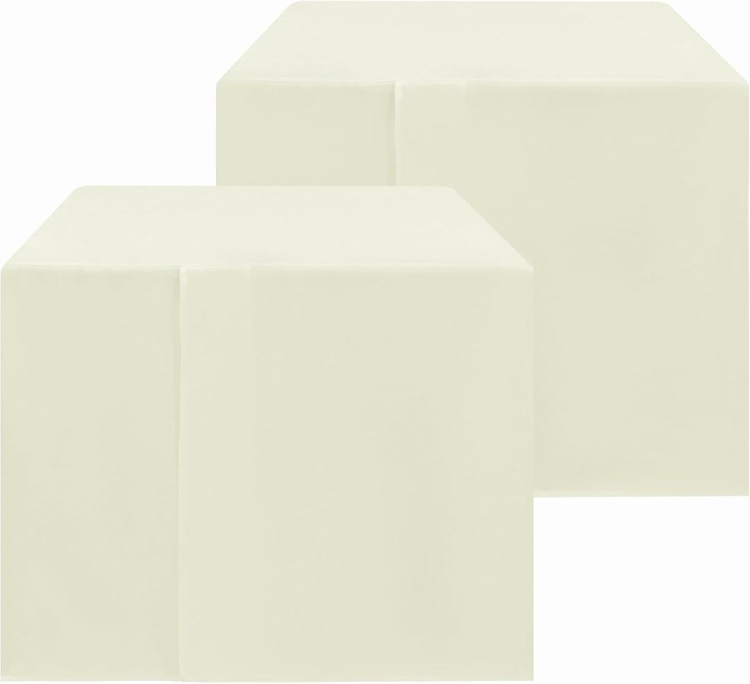 HolidayIdeas 2 Pack Square Fitted Table Covers - 34 x 34 Inch -Card Table Clothes Washable Tablecloth Protectors for Parties, Holiday Dinner, Trade Show, Vendor Stand, Butter Cream