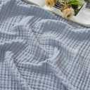 EMME Cotton Muslin Queen Blanket Bed Layering Bedspread Coverlet Breathable Gauze Soft Lightweight Blankets (Heather Dusty Blue, 90"x90")