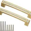 LANC Gold Crystal Cabinet Pulls Kitchen & Bathroom Cabinet Hardware Cabinet Handles Bling Shiny Cabinet Knob Modern Dresser Drawer/Furnitures Pull 5" Hole Centers Spacing 2 Pack，B203G128-P2