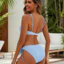 Blooming Jelly Womens Sexy 2 Piece Bikini Sets Cheeky High Cut Bathing Suit Color Block Textured U-Wire Swimsuits 2026