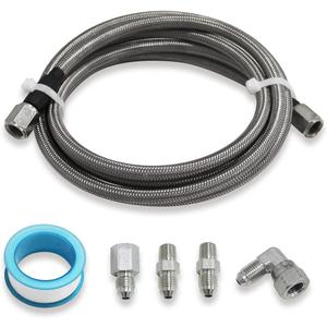 Steel Braided Turbo Oil Feed Line -4AN, Pressure Stainless Remote Turbocharger Sensor Teflon 4 AN Gauge Line Kit (60 inch)