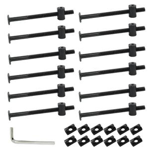 Biaungdo M6 x 80mm Hex Drive Socket Furniture Barrel Screws Bolt Nuts Furniture Crib Baby Bed Bolt with Wrench(Black, 12 Pcs)