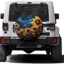 Foruidea Sunflower Starry Sky Spare Tire Cover with Backup Camera Hole Wheel Tire Cover Fit Trailer, RV, SUV and Many Vehicle 17inch