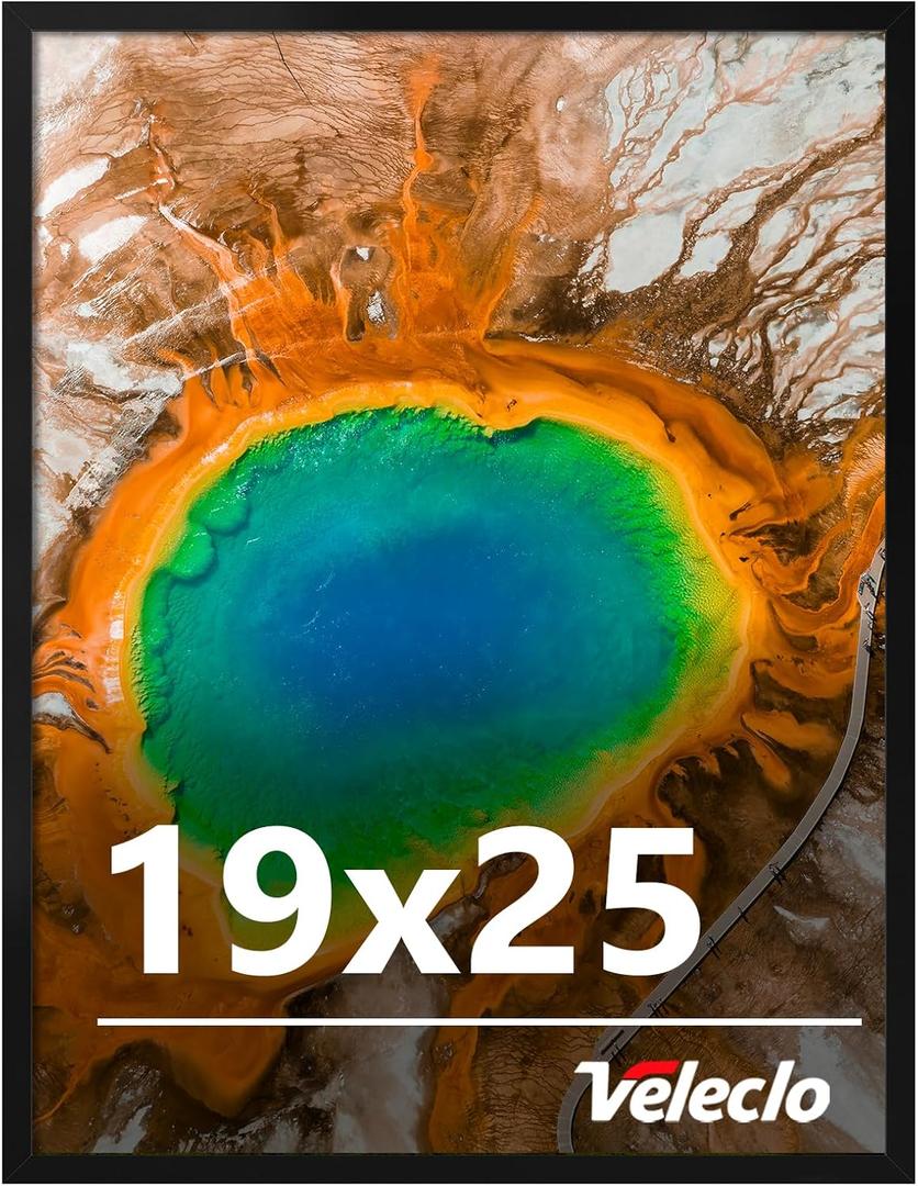 19x25 Picture Frame for Wall Display, 19x25 Black Picture Frame with Shatter Resistant Plexiglass, Stable and Sturdy 19 x 25 Poster Frame for Wall Display, Handpicked Gift Collection, 1 Pack