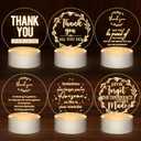 Kigley 6 Pcs Thank You Gifts in Bulk Appreciation Gifts for Teachers Employee Coworkers Staff Nurse Team Colleague Group Inspirational Acrylic Night Light LED Engraved Lamp(Round)