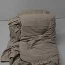 Masaca Oversized Comforter King Size 120x120,Farmhouse Shabby Boho Chic Ruffle California King Bed Comforter Set French Country Rustic Bedding 3PCS (1 Ruffled Comforter+2 Pillow Shams) (Linen)