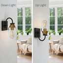 Black & Gold Wall Sconces Set of 2,Glass Bathroom Light Fixtures, 2 Pack