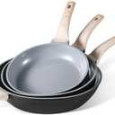 CAROTE Non Stick Frying Pan Set(9.5+11+12.5 Inch) Ceramic Frying Pan Healthy Nonstick Skillet PFOA&PFAS Free -Compatible with All Stovetops Black/Gray