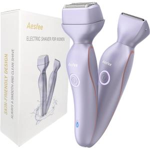 Bikini Trimmer Shavers for Women Face Full Body, 2-in-1 Electric Razor for Womens Legs Arms Underarm Pubic Hair, Dual Head Lady Trimmers Smooth and Close, IPX7 Waterproof Wet/Dry, USB-C Rechargeable