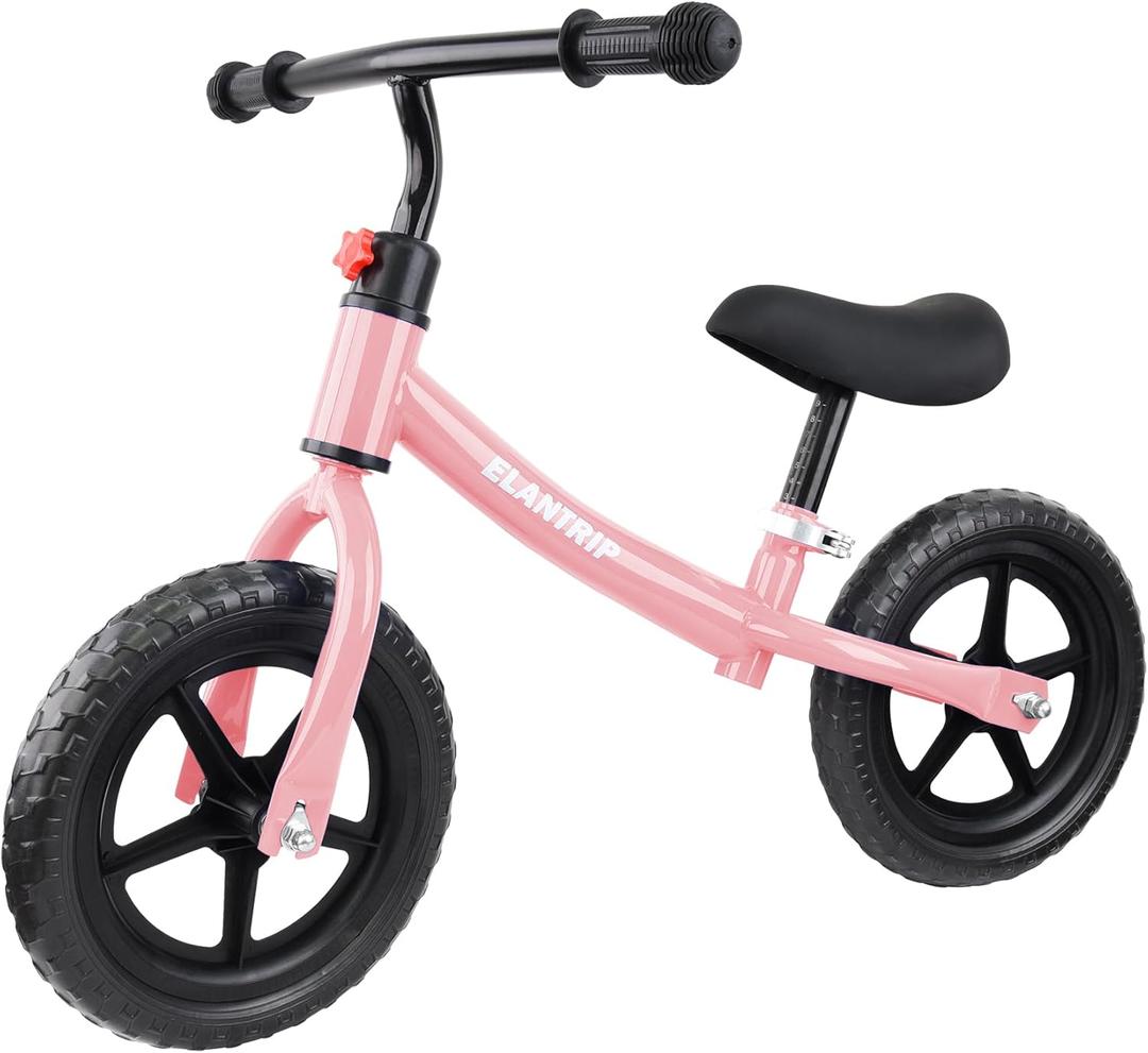 Elantrip Balance Bike, Lightweight Toddler Bike for 1-3 Year Old Boys, Birthday Gift Toys for 1-3 Year Old Boys and Girls, No Pedal Bikes for Kids with Adjustable Handlebar and seat (PINK)