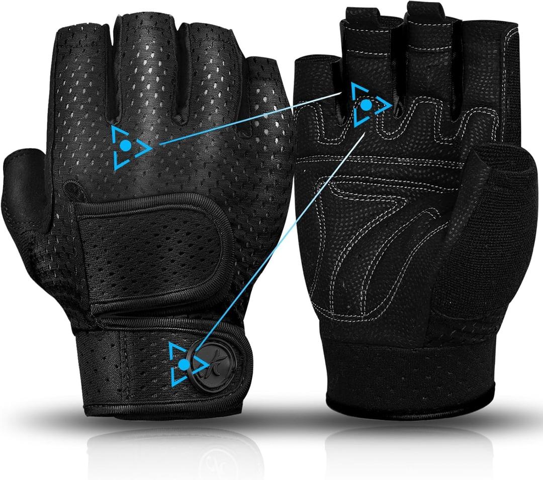 MOREOK Workout Gloves Padded Weight Lifting Gloves for Men/Women, [3MM Gel] Fingerless Grip Gym Gloves Fitness Gloves for Exercise,Hanging,Weightlifting, Cycling, Pull ups, Rowing (Medium, Black)
