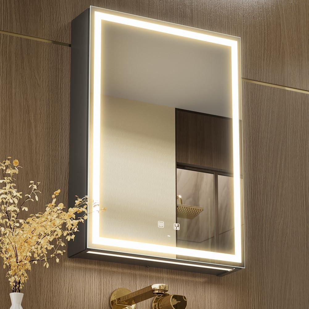 20x28 Inch Right Hinge Aluminum LED Bathroom Medicine Cabinet with Mirror