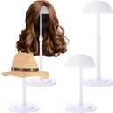 Geelin 4 Pack Wig Stand 9.8"-18.9" Adjustable Height Wig Head Holder Non Slip Portable Hat/cap Display Stand for Multiple Wigs(White)