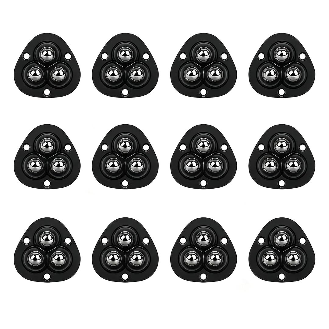 12PCS Self Adhesive Mini Caster Wheels for Small Appliances Black