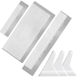 Whaline 3Pcs Stainless Diamond Pasted Drawing Ruler Steel 5D Drawing Mesh Ruler with Fix Tools 240 520 1020 Blank Grids for Full Drill or Partial Drills DIY Art Crafts Diamond Painting Kits