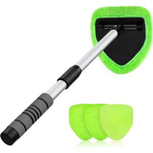 XINDELL 24-inch Windshield Cleaner Tool  Upgrade Large Head Car Interior&Exterior Window Cleaning Kit with Extendable Handle & 4 Microfiber Pads, Auto Wiper Brush for Car, Trucks, SUVs, RVs & Home