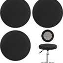 3 Pcs Round Bar Stool Covers, Elastic Seat Protector, 11-15 Inch Diameter, Black