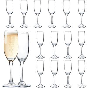 UMEIED Set of 16 Champagne Glasses, Champagne Flutes with Classic Shape, Long stem Sparkling glasses for Wedding, Restaurant, Bar, Toasting, Clear (Transparent)