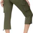 TBMPOY Womens Capri Lightweight Cargo Hiking Quick Dry Pants Stretch Pockets Cropped Casual Summer Travel Outdoor (Green, XL)