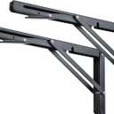 Toirxarn 10" Heavy Duty Black Folding Shelf Brackets - Steel Collapsible Bracket for Space Saving Wall Mounted Desk, DIY Workbench, Foldable Table & Countertop Extension, Max Load 330lb, Pack of 2