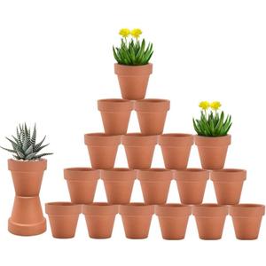 vensovo 3 Inch Terra Cotta & Terracotta Pots with Drainage - 20 Pack Clay Flowerpots, Succulent Nursery Planter Great for Plants, Crafts, Wedding Favor (Brown)