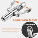 Lnchett Grease Gun with Quick Release Coupler and Towel, 9000 PSI Professional Heavy Duty 14 oz Grease Gun with 18 Inch Spring Flex Hose, 1 Reinforced Coupler, 2 Extension Rigid Pipe and1 Sharp Nozzle