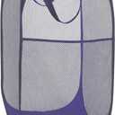 BATTOO Deluxe Strong Mesh Pop up Laundry Hamper Basket with Side Pocket Foldable Hamper for Laundry Room, Bathroom, Kids Room, College Dorm or Travel Royal Blue (1 pack)