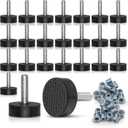 24 Pack All-Rubber 1/4"-20 UNC Leveling Feet with Inserts, Adjustable Levelers for Table Chair Stool Legs - 0.35" to 0.85" Height Range, Anti-Slip