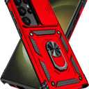 SunStory Phone Case for Samsung Galaxy S24 Ultra Case with Kickstand and Slide Camera Cover [ Military-Grade ] Full Body Drop Tested Protective Cover (Red, Galaxy S24 Ultra 6.8)