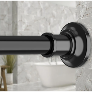 Black Long Curtain Rod Tension Shower Curtain Rods 30 to 120 inch Adjustable Spring Heavy Duty Rods for Bathroom Windows Outdoor No Drill No Slip Spliced and Telescopic Design