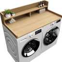 Washer Dryer Countertop, 54" x 27.55" 2-Tier Washer Dryer Topper with Edge, for Laundry Room Organization Oak, 54" x 27.55" x 12"
