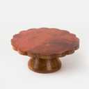 Mela Artisans Wooden Cake Stand 12 Inch | Medium Polish Mango Wood Pedestal Riser | Footed Cupcake & Dessert Stand | Multipurpose Cake Display for Home Decor | Dining Table | Pastries