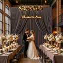 20ft15ft Brown Backdrop Curtain for Wedding Parties, 4 Panels Wrinkle Free 15 FT Long Polyester Photo Backdrop Drapes Back Drop Cloth for Birthday Photography Background