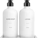 White Soap Dispenser Set, Contains Hand and Lotion Dispenser with Pump. Perfect for Guest Bathroom Decor. (White)