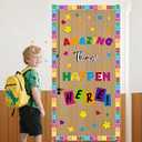 2 x YQUQWN 66 PCS Without Glue Points Classroom Bulletin Board Decoration Set,Colorful Amazing Things Happen Here Welcome Back to School Bulletin Board Decor Welcome Bulletin Board Sets