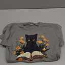 Cat Shirts for Women Book Lover Shirt Cute Cat and Book T-Shirt, Gray 