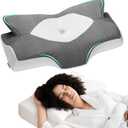 Elviros Cervical Memory Foam Pillows for Neck and Shoulder Pain, Neck Pillow for Sleeping, Side Sleeper Pillows for Adults, Ergonomic Orthopedic Sleeping for Back and Stomach Sleepers (Medium Firm) (Dark Gray)
