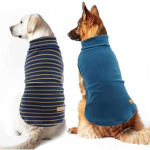 KYEESE 2Pack Dog Sweater Turtleneck Pet Coats Warm Dogs Clothes Pullover Dog Sweaters for Large Dogs Soft Pets Sweatshirt Stretchy Pet Sweater Size Pets, 3XL (Navy Blue,Stripe)