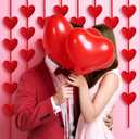 Moukeren 8 Pcs Valentines Felt Garland Red 3D Heart Shape Garland Romantic Hanging Ornaments Pre-Assembled Hanging Banner for Valentines Wedding Anniversary Bridal Shower Birthday Supplies