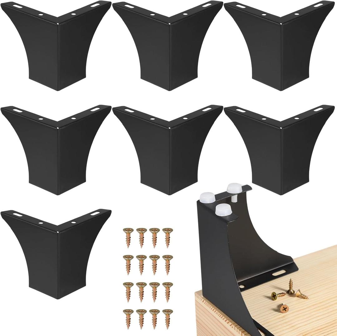 yeesport 8 PCS Metal Furniture Legs 4 Inch, Black Coated Dresser and Cabinet Legs Includes Screws for Easy Installation, Quality and Versatile
