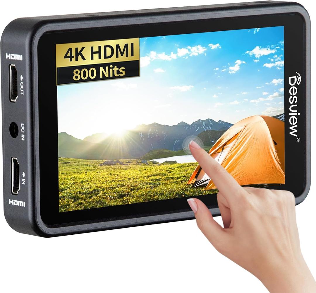 Desview R5II Camera Monitor, 5.5 inch High Brightness Touch Screen Field Monitor with 3D Lut Full HD 1920x1080 IPS Waveform VectorScope Peaking Focus 4K HDMI 8V DC Input Output for DSLR Camera