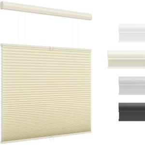 top Down Bottom up Cellular Shades Cordless Light Filtering Energy Saving Honeycomb Blinds, for Windows Size (28" W  64" H) Colour (Beige - Light Filtering)
