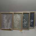 Liswit Framed Boho Wall Art Set of 4 for Wooded Minimalist Botanical Print Wall Art for Rustic Vintage Farmhouse Home Kitchen Wall Decor (Brown, 12x16) (Blue,Gray,Green,White)