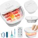 Pedicure Foot Spa with Bubble and Heat,Collapsible Foot Soaking Tub with Remote Control,Pedicure Tools for Feet,Foot Bath Soak Tub Gift for Women/Men,Mom/Dad (Off-white)