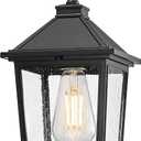Outdoor Pendant Lights for Porch, HWH Exterior Hanging Lantern, Farmhouse Outdoor Pendant Light for Gazebo, Seeded Glass Shade, Matte Black, 5HX64HM BK (Large)