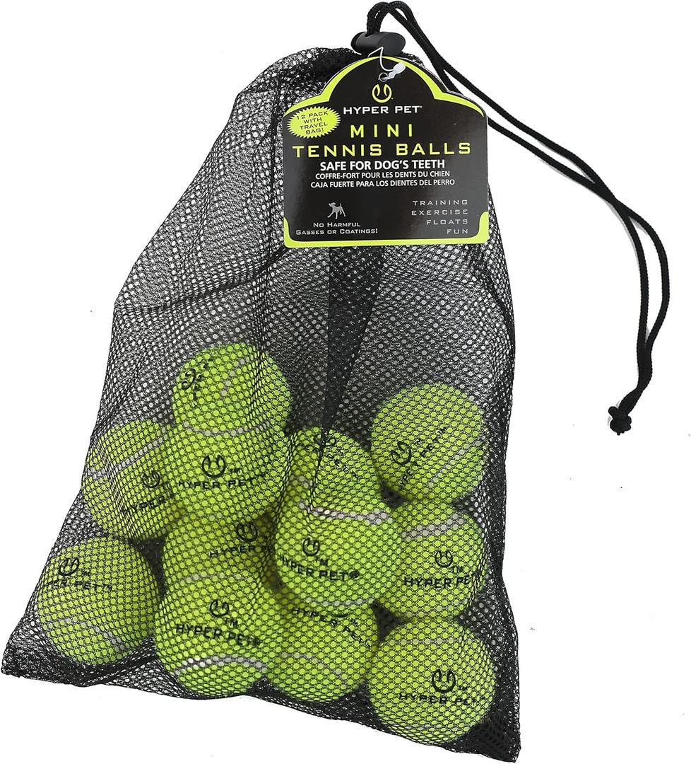 Hyper Pet Mini Tennis Balls for Dogs - 12 Pack (Dog Ball Toys for Exercise, Fetch K9 Mini Kannon K2) Interactive Toys & Tennis Balls - Great for Small Dogs (Green)