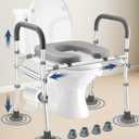 Toilet Seat Riser Extra Wide, 500lb Raised Toilet Seat with Handles,Seat Height Adjustable from 19 to 25 and Internal Width from 25.5 to 30.5, Handicap Raised Toilet Chair for Seniors