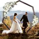 Wooden Wedding Arch 7.2FT, Heptagonal Wood Arch for Wedding Ceremony, Parties, Indoor, Outdoor, Backdrops, Wedding Arch Frame,Garden Decorations