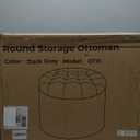 ONBRILL 25" Ottoman with Storage, Round Pouf Ottoman Foot Rest, Small Storage Foot Stool for Couch Bedroom Living Room, Books, Blankets & Kid's Toy Box, Load up to 220 lbs, Grey